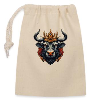 Cow Crown - Closable cotton gift bag (14x20cm) - nature - Front