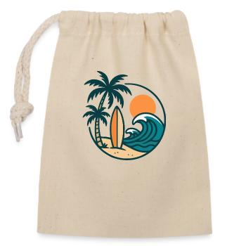 insel surfbrett - Verschließbarer Geschenkbeutel aus Baumwolle (14x20cm) - Natur - Vorne