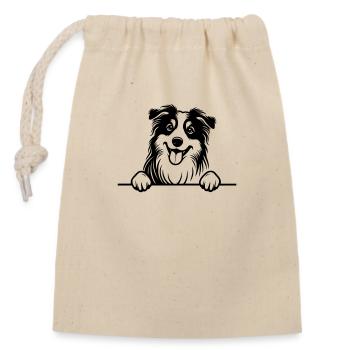 Peeking Australian Shepherd Vector - Closable cotton gift bag (14x20cm) - nature - Front