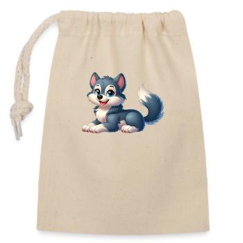 wolf - Sac cadeau en coton avec cordon (14 x 20 cm) - nature - Devant