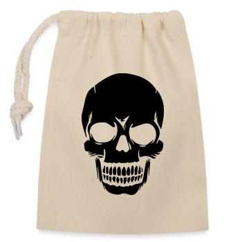 Skull weißer Schädel Design - Verschließbarer Geschenkbeutel aus Baumwolle (14x20cm) - Natur - Vorne