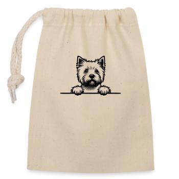 Peeking Westie - West Highland Terrier Vektor - Verschließbarer Geschenkbeutel aus Baumwolle (14x20cm) - Natur - Vorne