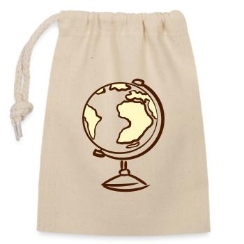 Globe. Geography. Teacher - Closable cotton gift bag (14x20cm) - nature - Front