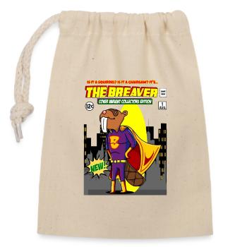 Le Breaver drôle castor animal super-héros bandes dessinées - Sac cadeau en coton avec cordon (14 x 20 cm) - nature - Devant