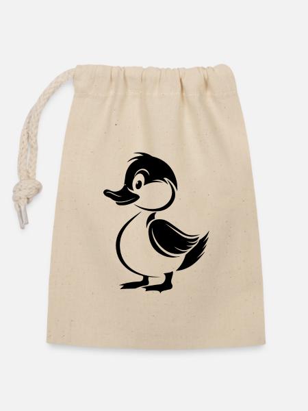 Ente Enten - Verschließbarer Geschenkbeutel aus Baumwolle (14x20cm) - Natur