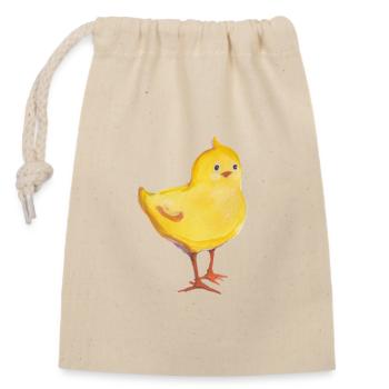 Poussins effrontés - Sac cadeau en coton avec cordon (14 x 20 cm) - nature - Devant