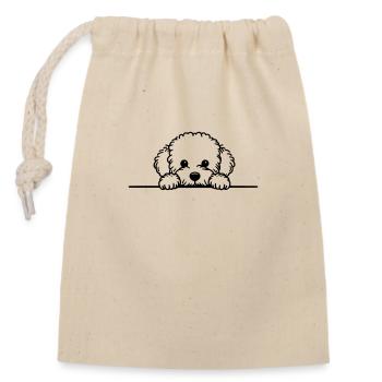 Peeking Maltese - Maltipoo Vector - Closable cotton gift bag (14x20cm) - nature - Front