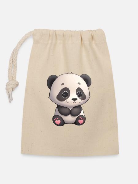 Total niedliches Panda-Bärchen - Verschließbarer Geschenkbeutel aus Baumwolle (14x20cm) - Natur