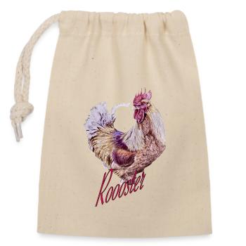 Roooster red - Verschließbarer Geschenkbeutel aus Baumwolle (14x20cm) - Natur - Vorne