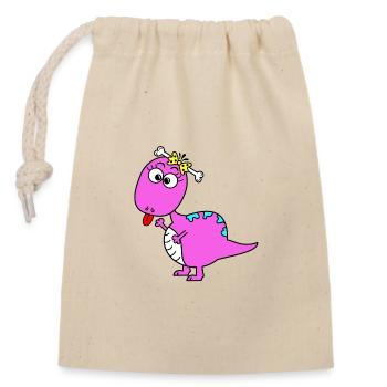 Dino Girls - Closable cotton gift bag (14x20cm) - nature - Front