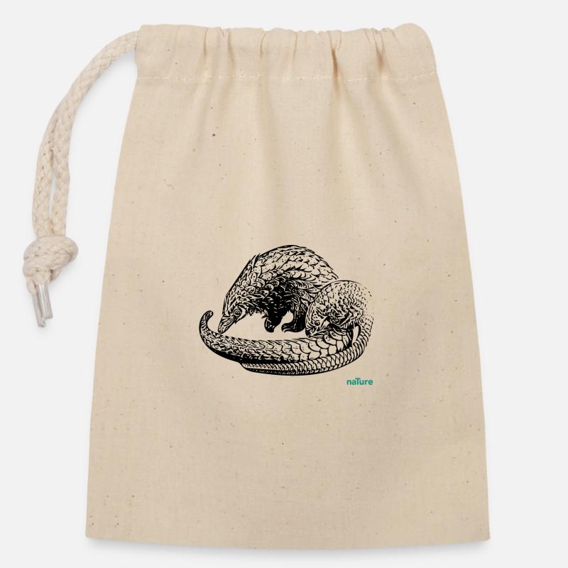 pangolin - Closable cotton gift bag (14x20cm) - nature