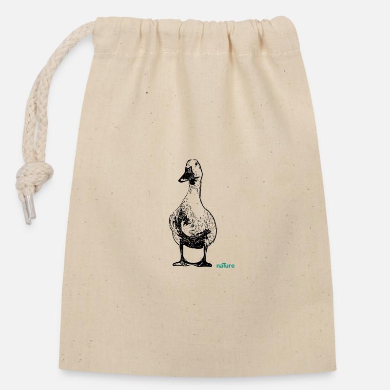 Duck - Closable cotton gift bag (14x20cm) - nature