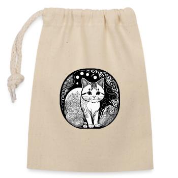 Katze - Verschließbarer Geschenkbeutel aus Baumwolle (14x20cm) - Natur - Vorne