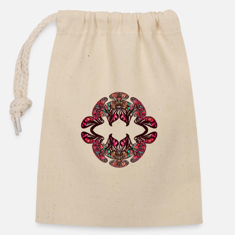 Rainbow Kaleidoscopic Psychedelic Pattern - Closable cotton gift bag (14x20cm) - nature