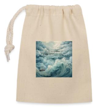 Alone on the cloudy waves - Sac cadeau en coton avec cordon (14 x 20 cm) - nature - Devant
