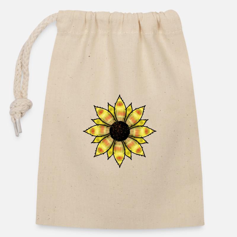 Tournesol - Sac cadeau en coton avec cordon (14 x 20 cm) - nature