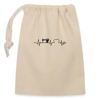 sewing machine heartbeat sewing ECG neck - Closable cotton gift bag (14x20cm) - nature - Front