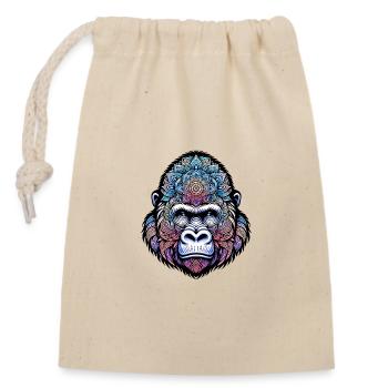 Mystisches Gorilla-Mandala - Verschließbarer Geschenkbeutel aus Baumwolle (14x20cm) - Natur - Vorne