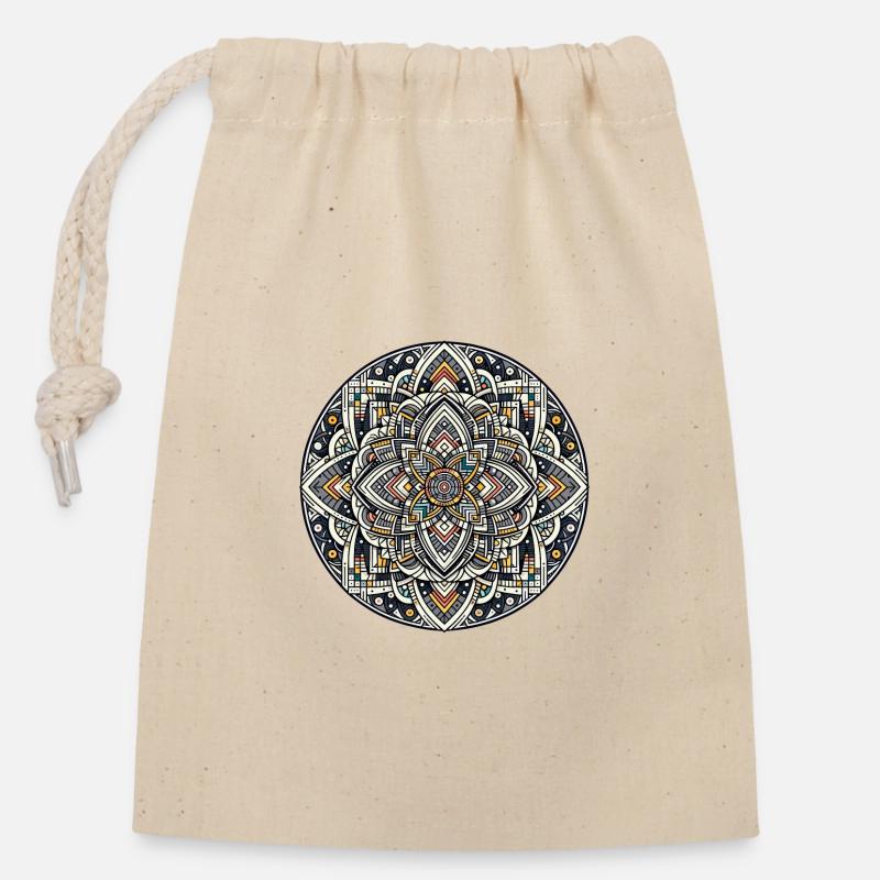 Mandala de couleur géométrique abstraite 3 - Sac cadeau en coton avec cordon (14 x 20 cm) - nature