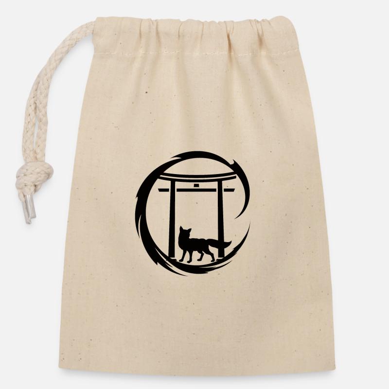 FoxSchreinJapan - Verschließbarer Geschenkbeutel aus Baumwolle (14x20cm) - Natur