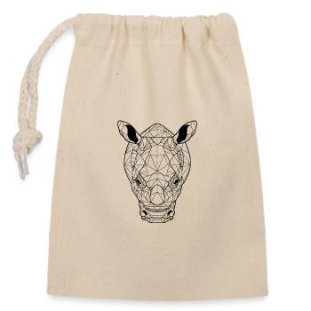 Tête géométrique de rhinocéros : œuvre d’art angulaire - Sac cadeau en coton avec cordon (14 x 20 cm) - nature - Devant
