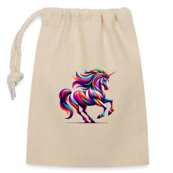 Licorne arc-en-ciel géométrique : spectre de couleurs magique - Sac cadeau en coton avec cordon (14 x 20 cm) - nature - Devant