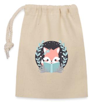 Renard de lecture - Sac cadeau en coton avec cordon (14 x 20 cm) - nature - Devant