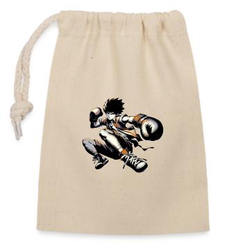 Dynamischer Anime-Boxer: Intensive Motivation im Fitnessstudio - Verschließbarer Geschenkbeutel aus Baumwolle (14x20cm) - Natur - Vorne