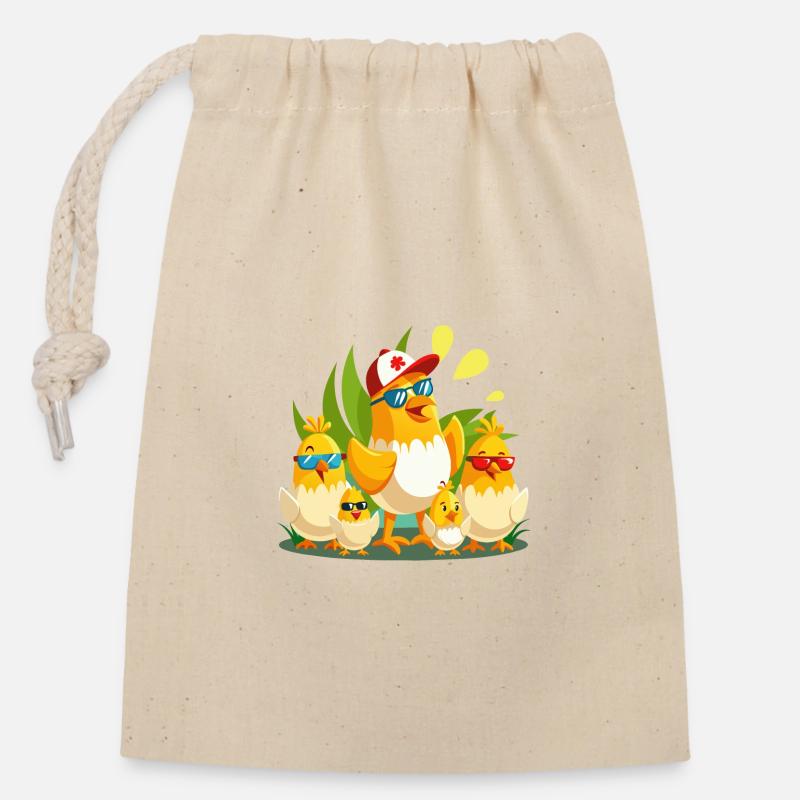 Chicken Gang - Verschließbarer Geschenkbeutel aus Baumwolle (14x20cm) - Natur
