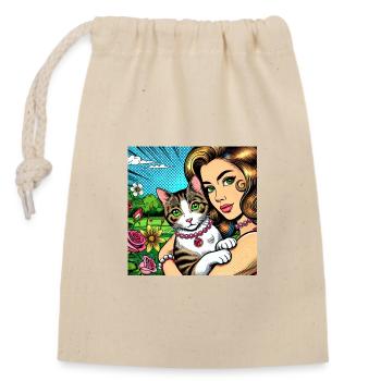 Ame Feline - Sac cadeau en coton avec cordon (14 x 20 cm) - nature - Devant