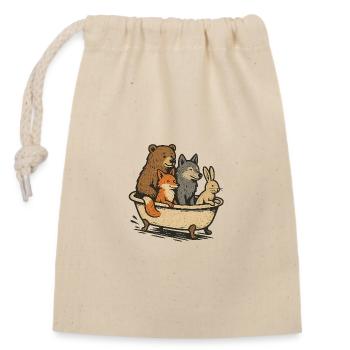 Animaux en tournée - Sac cadeau en coton avec cordon (14 x 20 cm) - nature - Devant