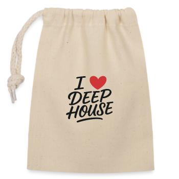 I Love Deep House - Verschließbarer Geschenkbeutel aus Baumwolle (14x20cm) - Natur - Vorne