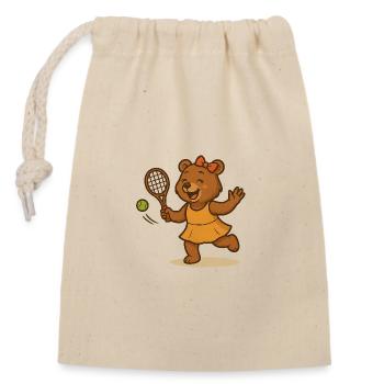 Tennis Bear - Closable cotton gift bag (14x20cm) - nature - Front