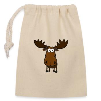 Funny Stupid Moose - Closable cotton gift bag (14x20cm) - nature - Front