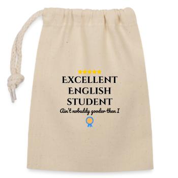 Excellent English student - Closable cotton gift bag (14x20cm) - nature - Front