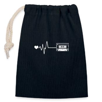 Kassette Puls Herzschlag - Verschließbarer Geschenkbeutel aus Baumwolle (14x20cm) - Navy - Vorne