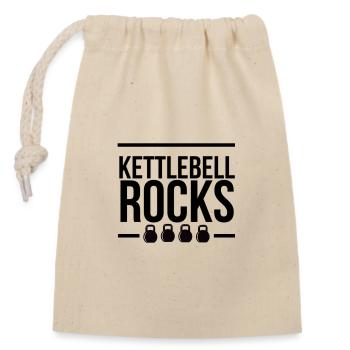 Kettlebell ROCKS 1.0 - Verschließbarer Geschenkbeutel aus Baumwolle (14x20cm) - Natur - Vorne