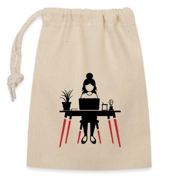 Apprendre Femme Emploi Informatique - Sac cadeau en coton avec cordon (14 x 20 cm) - nature - Devant