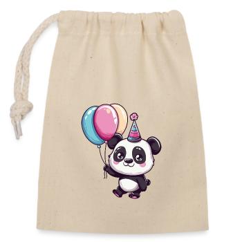 Panda Birthday Baby - Closable cotton gift bag (14x20cm) - nature - Front