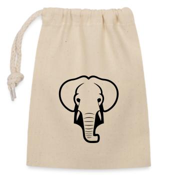 éléphant - Sac cadeau en coton avec cordon (14 x 20 cm) - nature - Devant