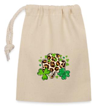 St Patrick’s day, Shamrock, Clover Distressed - Closable cotton gift bag (14x20cm) - nature - Front