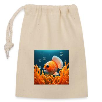 Süsser Clownfisch im Meer mit Korallen - Verschließbarer Geschenkbeutel aus Baumwolle (14x20cm) - Natur - Vorne