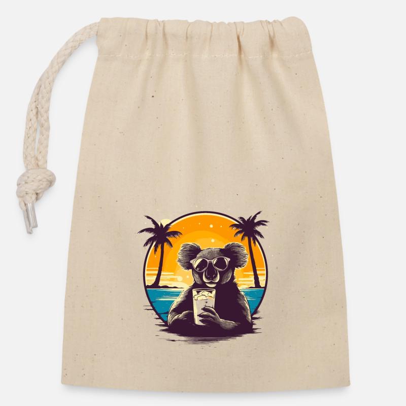 Koalas Holidays - Closable cotton gift bag (14x20cm) - nature