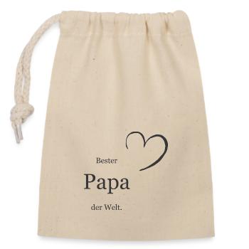 Bester Papa der Welt - Verschließbarer Geschenkbeutel aus Baumwolle (14x20cm) - Natur - Vorne