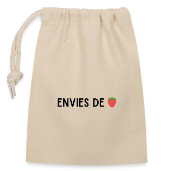 Envies de fraises - Sac cadeau en coton avec cordon (14 x 20 cm) - nature - Devant