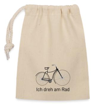 Ich dreh am Rad! - Verschließbarer Geschenkbeutel aus Baumwolle (14x20cm) - Natur - Vorne