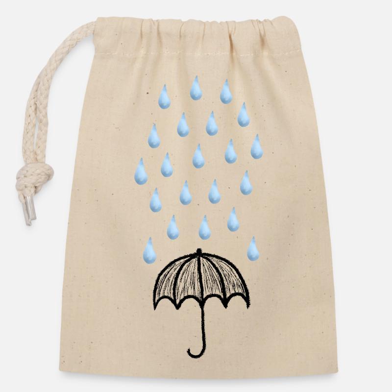 Parapluie - Sac cadeau en coton avec cordon (14 x 20 cm) - nature