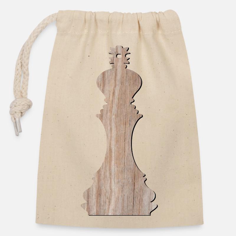 Schachfiguren Schachspiel KÖNIG BRETTSPIEL - Verschließbarer Geschenkbeutel aus Baumwolle (14x20cm) - Natur