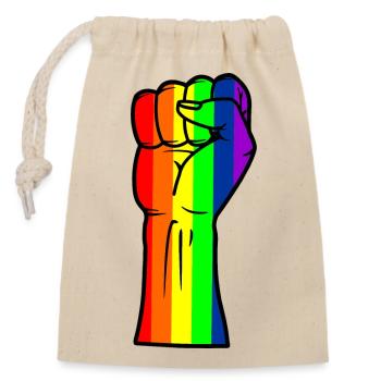 Regenbogen-Handfaust - Verschließbarer Geschenkbeutel aus Baumwolle (14x20cm) - Natur - Vorne