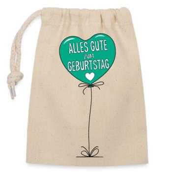 Luftballon Alles Gute zum Geburtstag Grün - Verschließbarer Geschenkbeutel aus Baumwolle (14x20cm) - Natur - Vorne